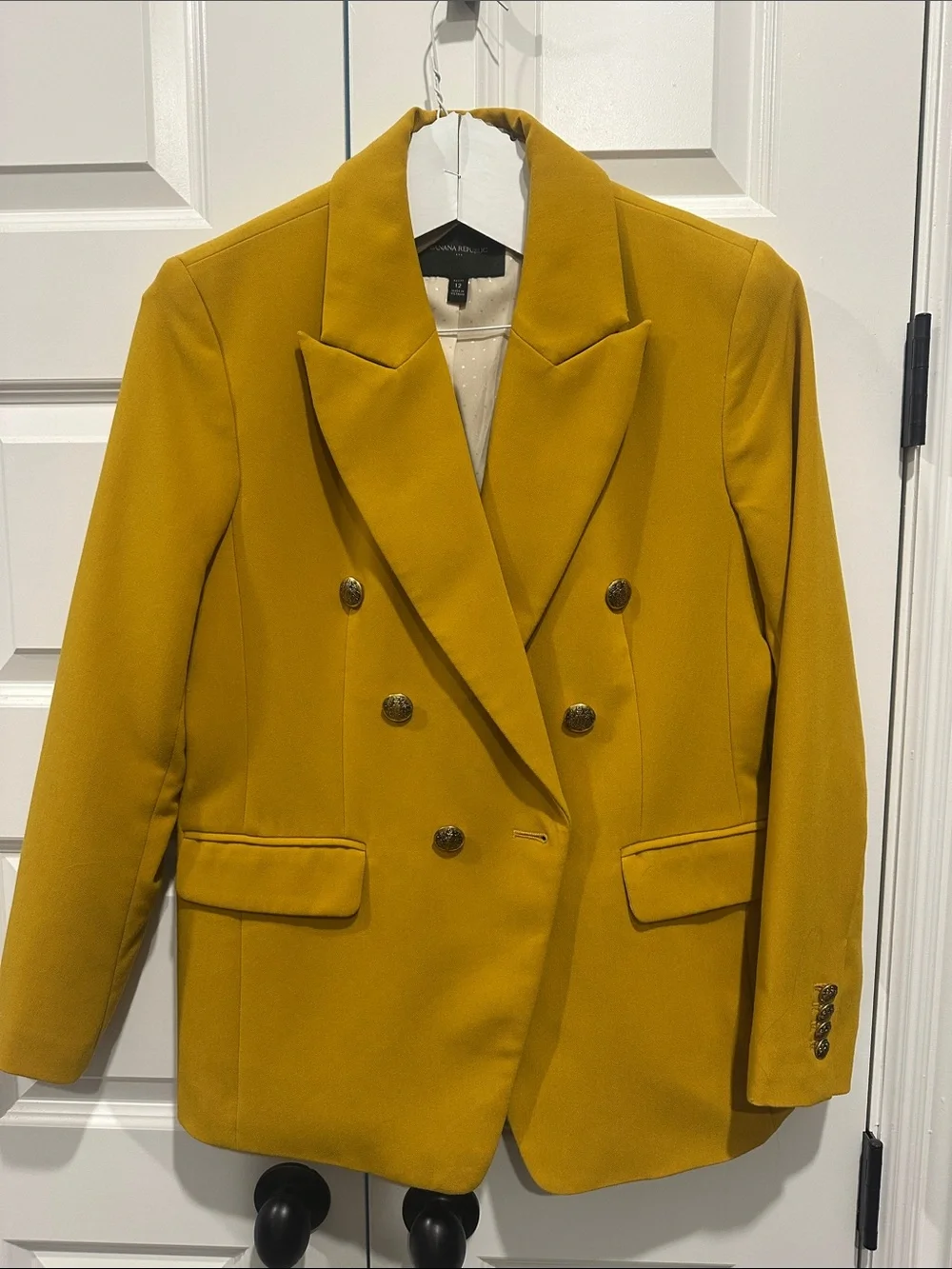 Banana Republic Double-Breasted Mustard Yellow Blazer